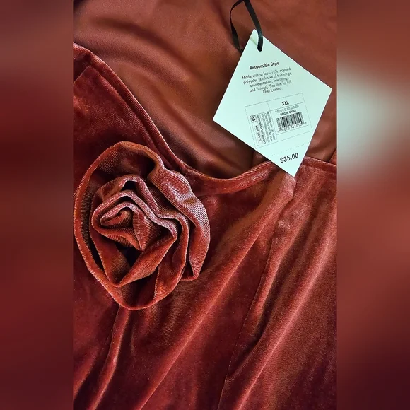 AVA & VIV Velvet Dress In Cherry Splash Size XXL New With Tags - Picture 6 of 6